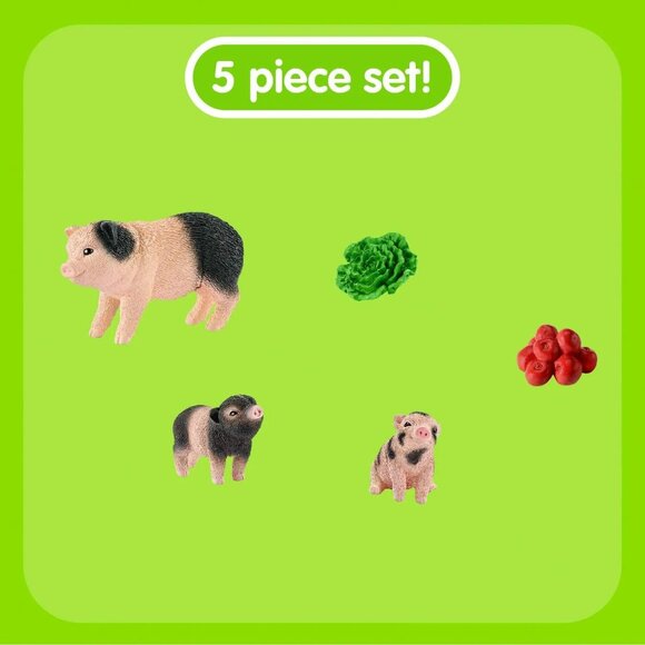 Schleich Pig Mother and Piglets w/Apples Lettuce Farm World Figurine Age 3+ - Picture 6 of 13